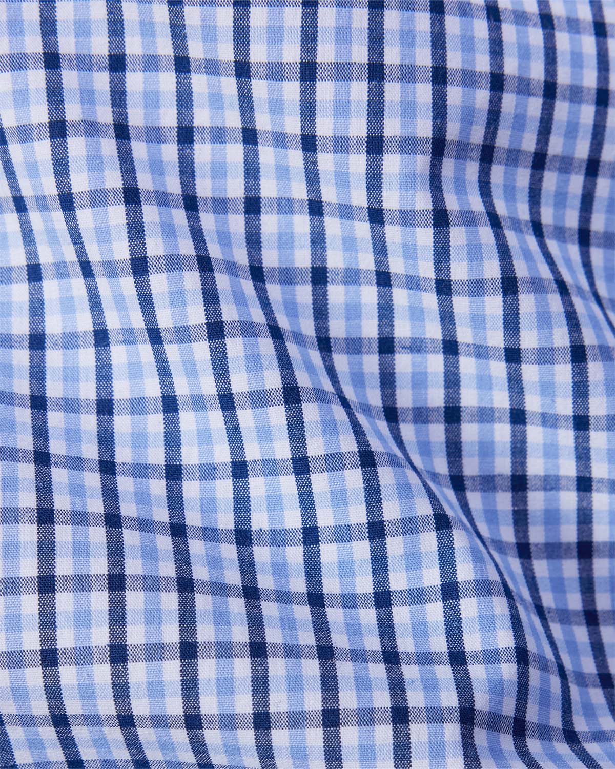 4-way Stretch Cotton Checked Shirt - Blue & Navy