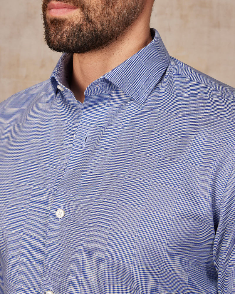 Dobby Checked Shirt - Blue