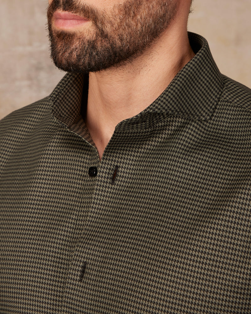 Stretch Houndstooth Shirt - Green