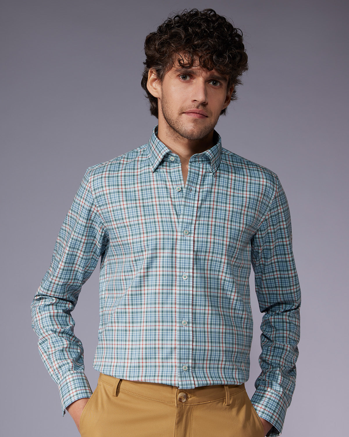 Twill Checked Shirt - Green & Red