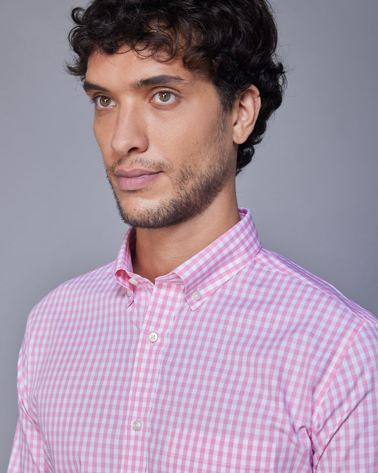 Gingham Checked Shirt - Pink