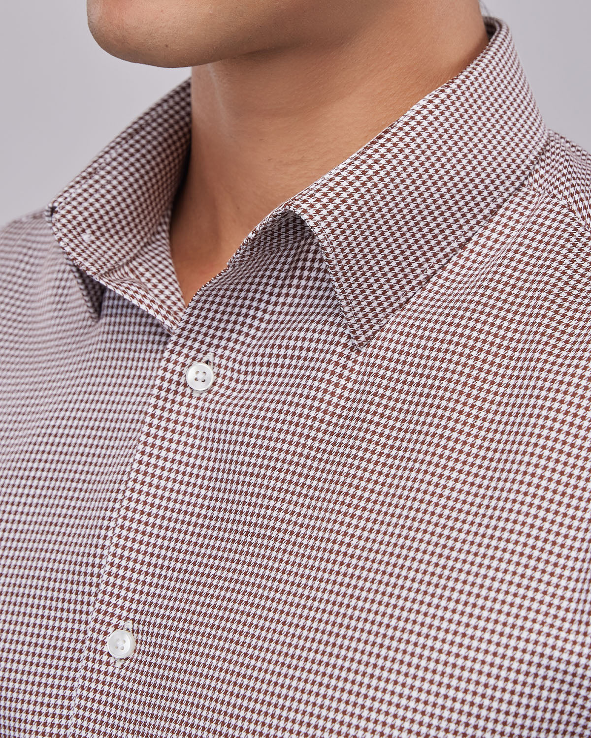 Houndstooth Shirt - Brown