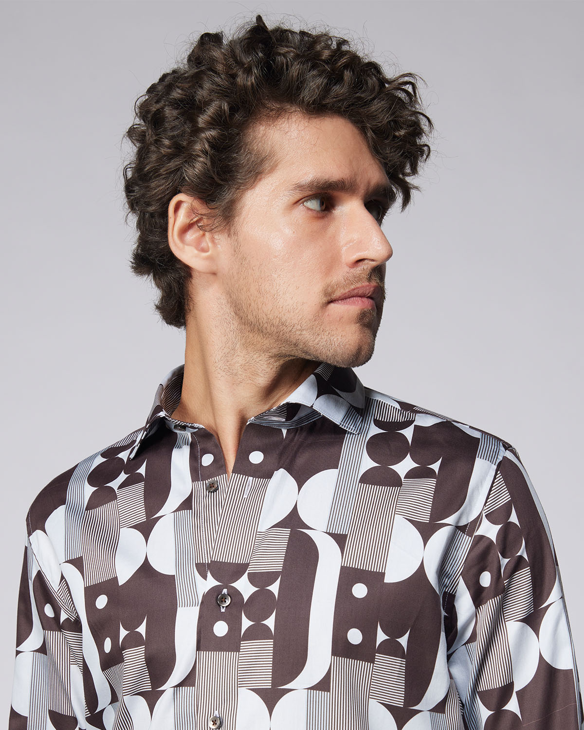 Line & Dot Printed Shirt - Black & White