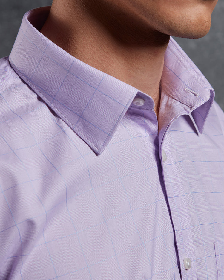 Glen Plaid Checked Shirt - Lavender