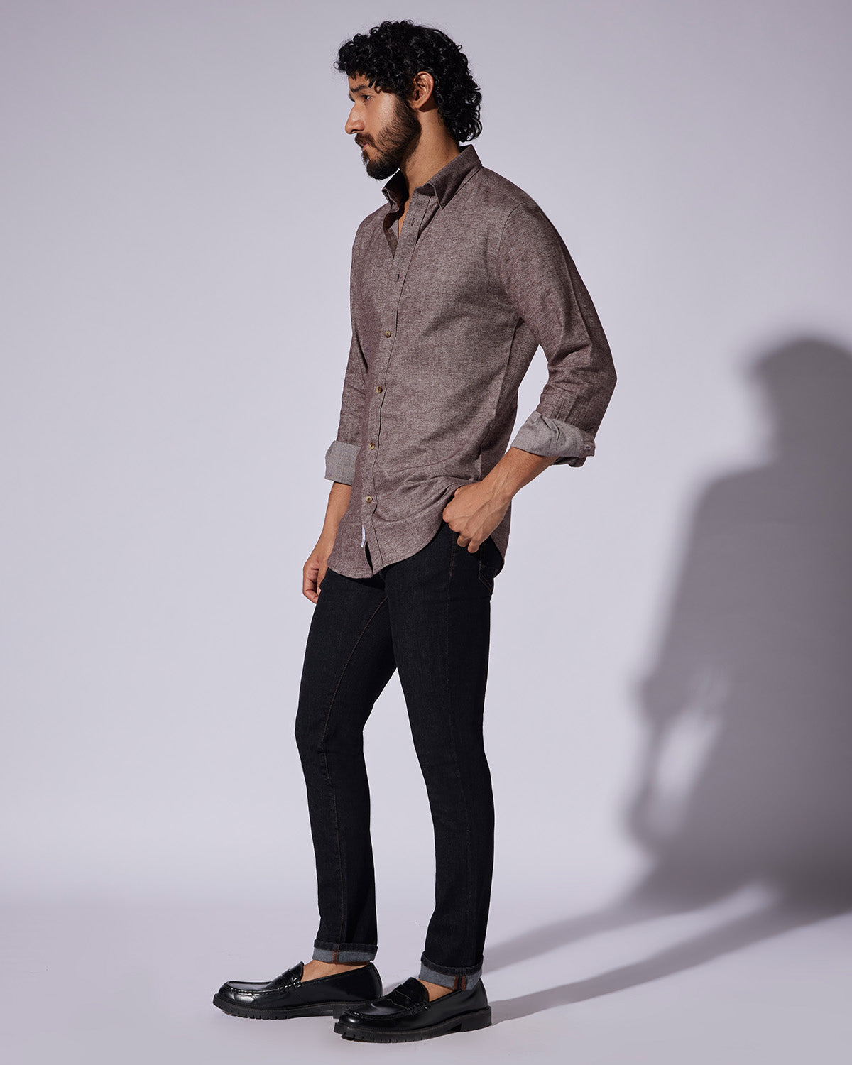 Japanese Brushed Twill Shirt - Brown