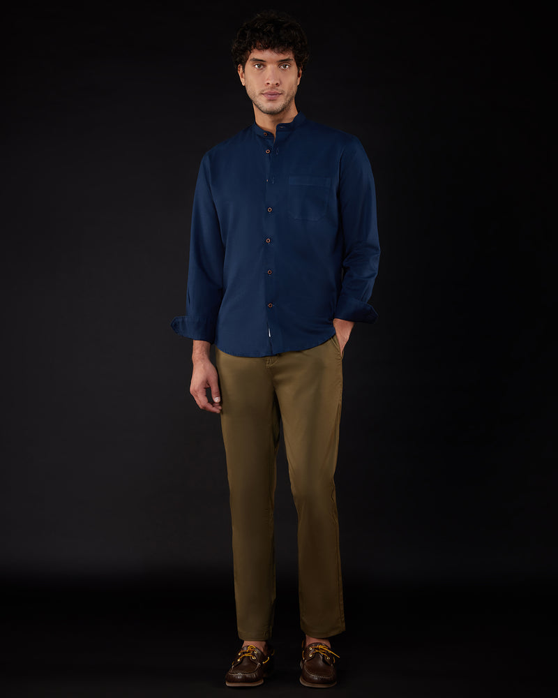 Cotton Linen Shirt - Navy