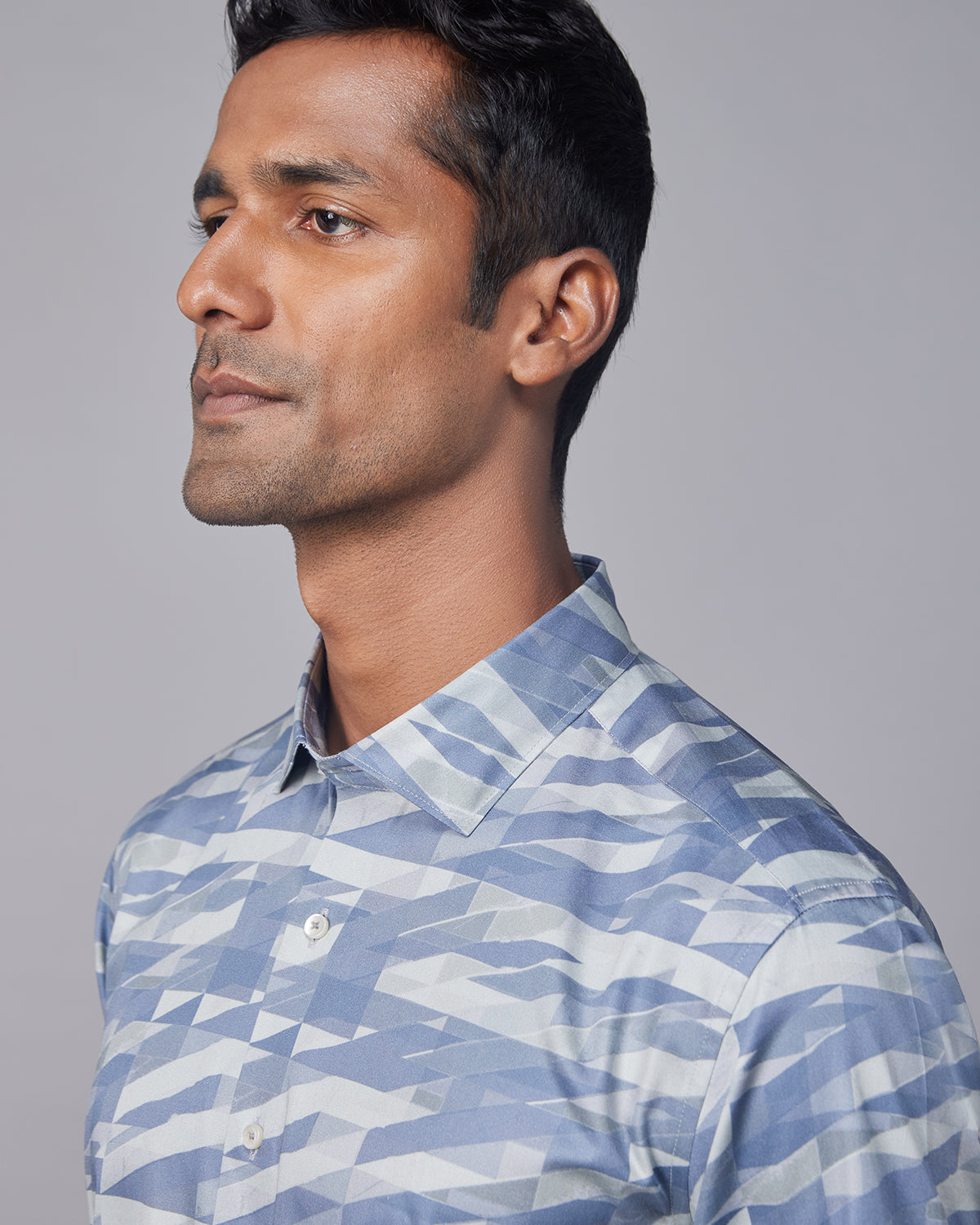 Geometric Printed Shirt - Light Blue