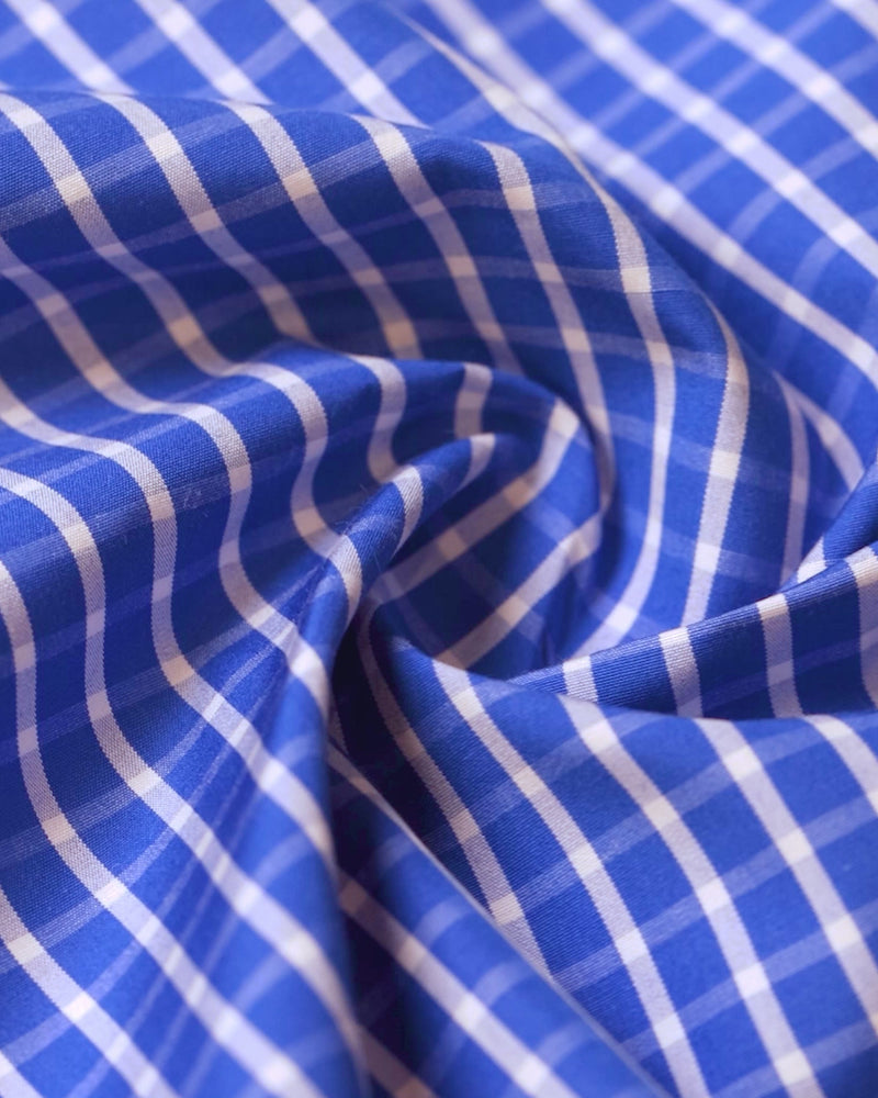 Aquarius Poplin Checked Shirt - Blue & White