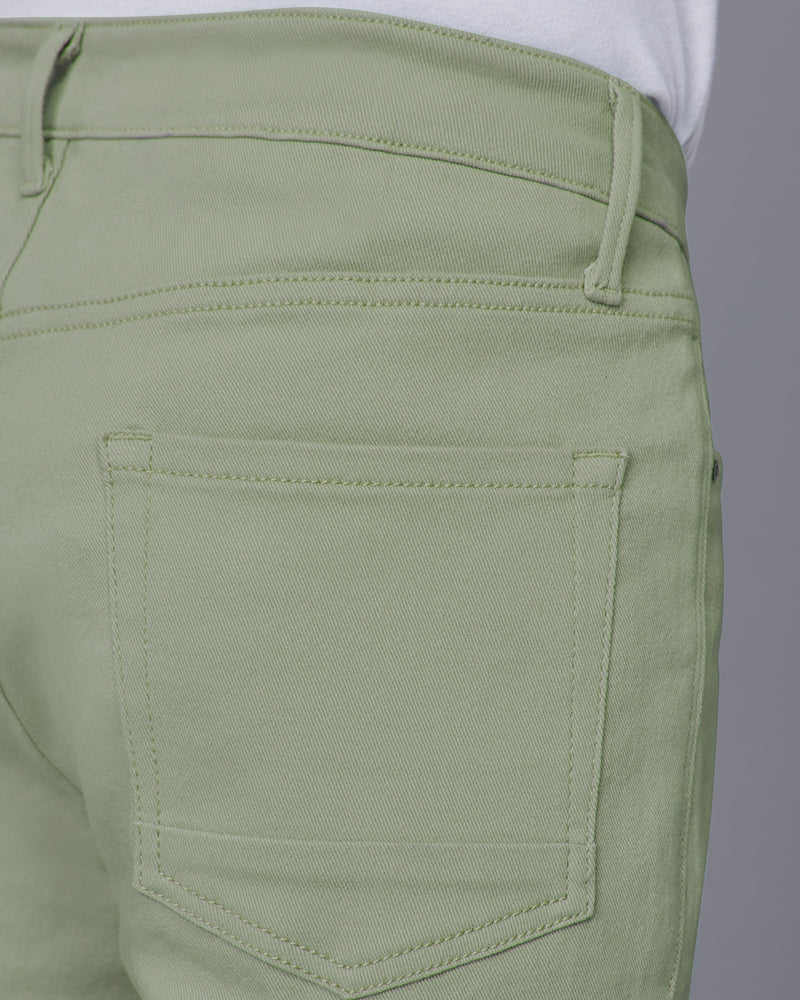 Smoked Twill Stretch Jeans - Light Green